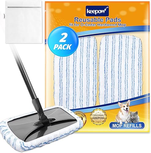Miniatura 9 de KEEPOW Almohadillas reutilizables para fregona O Cedar Hardwood Floor'N More de microfibra, cabezales de repuesto para uso húmedo y seco, 15 x 8