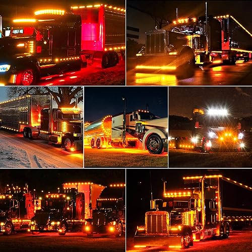 Miniatura 6 de Paquete de 20 luces LED de marcador de remolque DC12-24V de 3.7 pulgadas, luz indicadora delantera y trasera, con bisel cromado, universal para