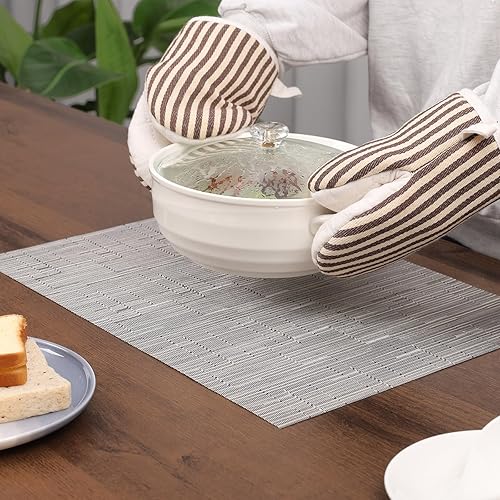 Miniatura 3 de Myir JUN Juego de 4 manteles individuales para interiores, lavables, antideslizantes, a prueba de calor, tejidos para mesa de comedor, manteles