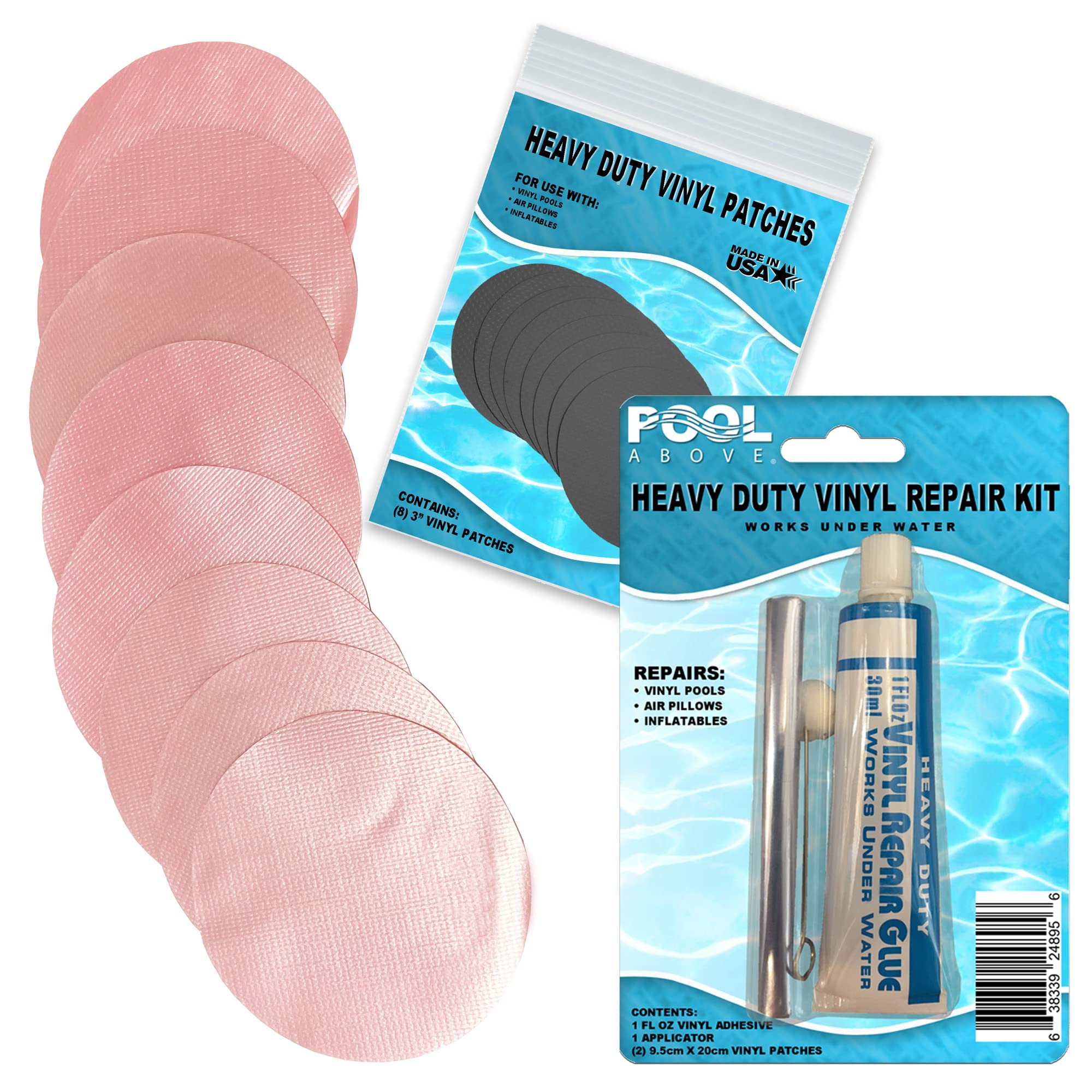Pool Above Repair Kit for Flamingo Party Island | Vinyl glue | Light Pink Patches