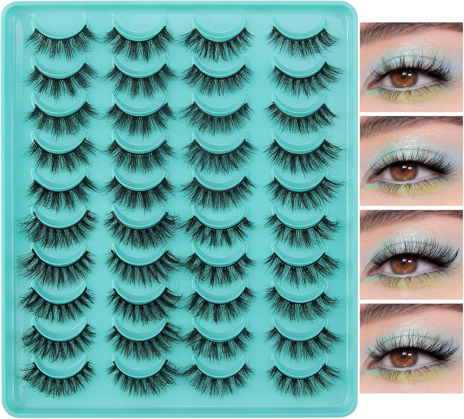 MAGEFY 20 Pairs 4 Styles Eyelashes Natural Look Faux Mink Lashes Pack Handmade Fluffy False
