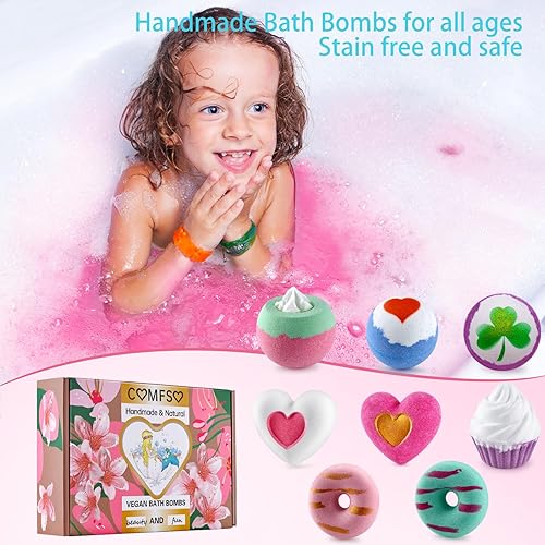 Miniatura 5 de Bombas de baño para niñas, regalos del día de San Valentín, bombas de baño para niños, baño de burbujas, juego de regalo de bomba de baño hecho a