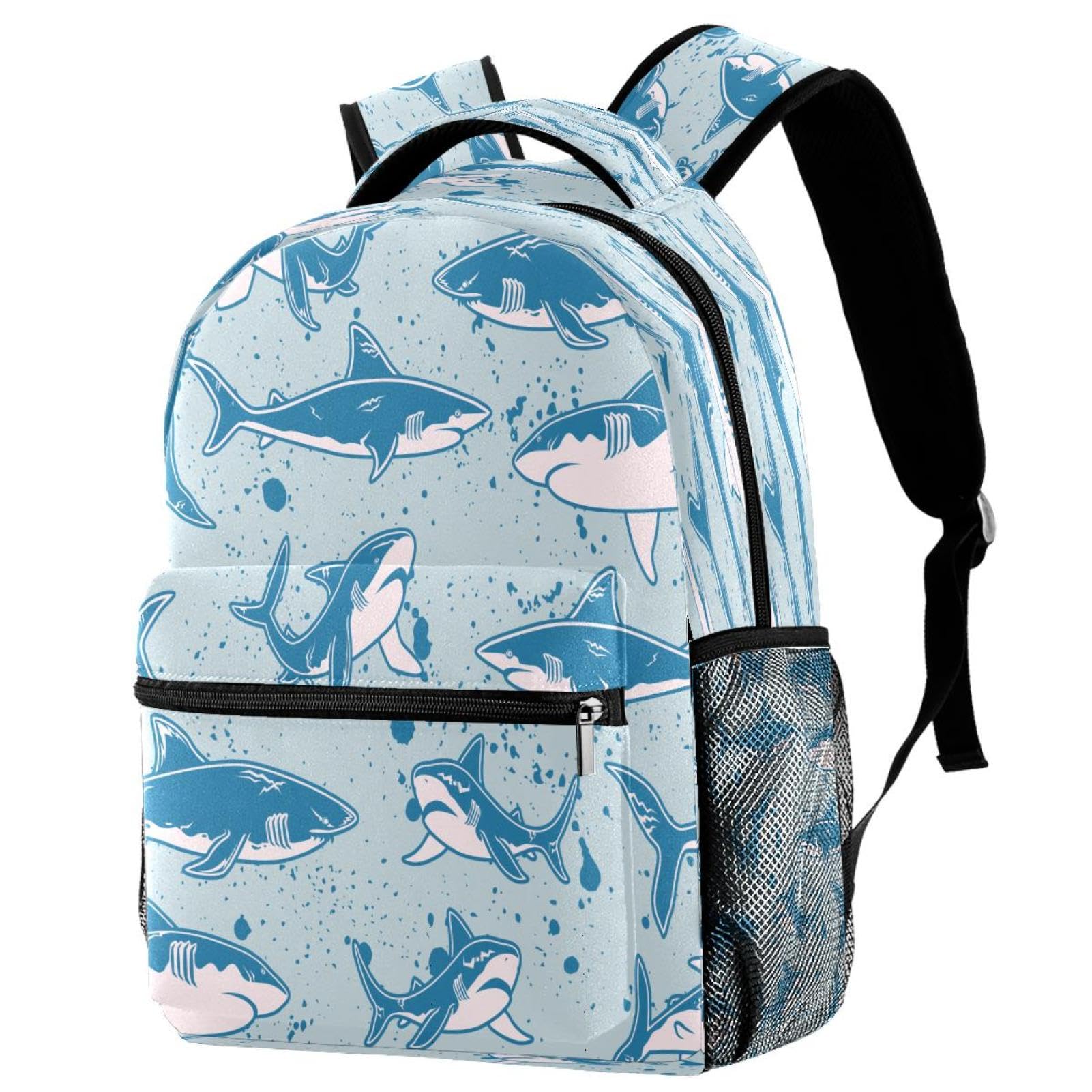 Sac à dos requin bleu pour école et voyage décontracté 29x20x40cm