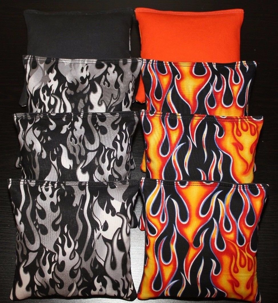 Cornhole Bean Bags Harley Flames Motorcycle Biker 8 ACA Baggo Toss Party Bags