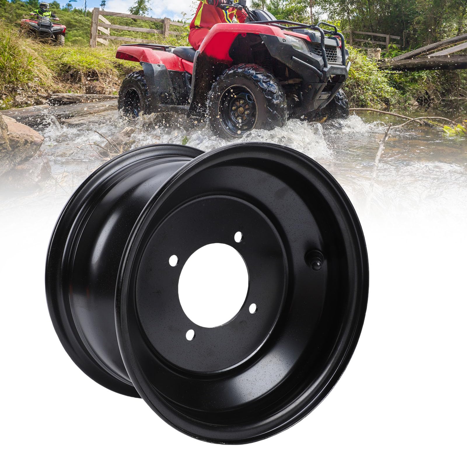Srliya Cerchione Anteriore ATV 19x7-8 da 8 Pollici 4 Fori per Bulloni Cerchio Ruota in Acciaio Ad Alta Resistenza 19x7.00- per Tosaerba Go Kart Quad Dirt Bike Buggy