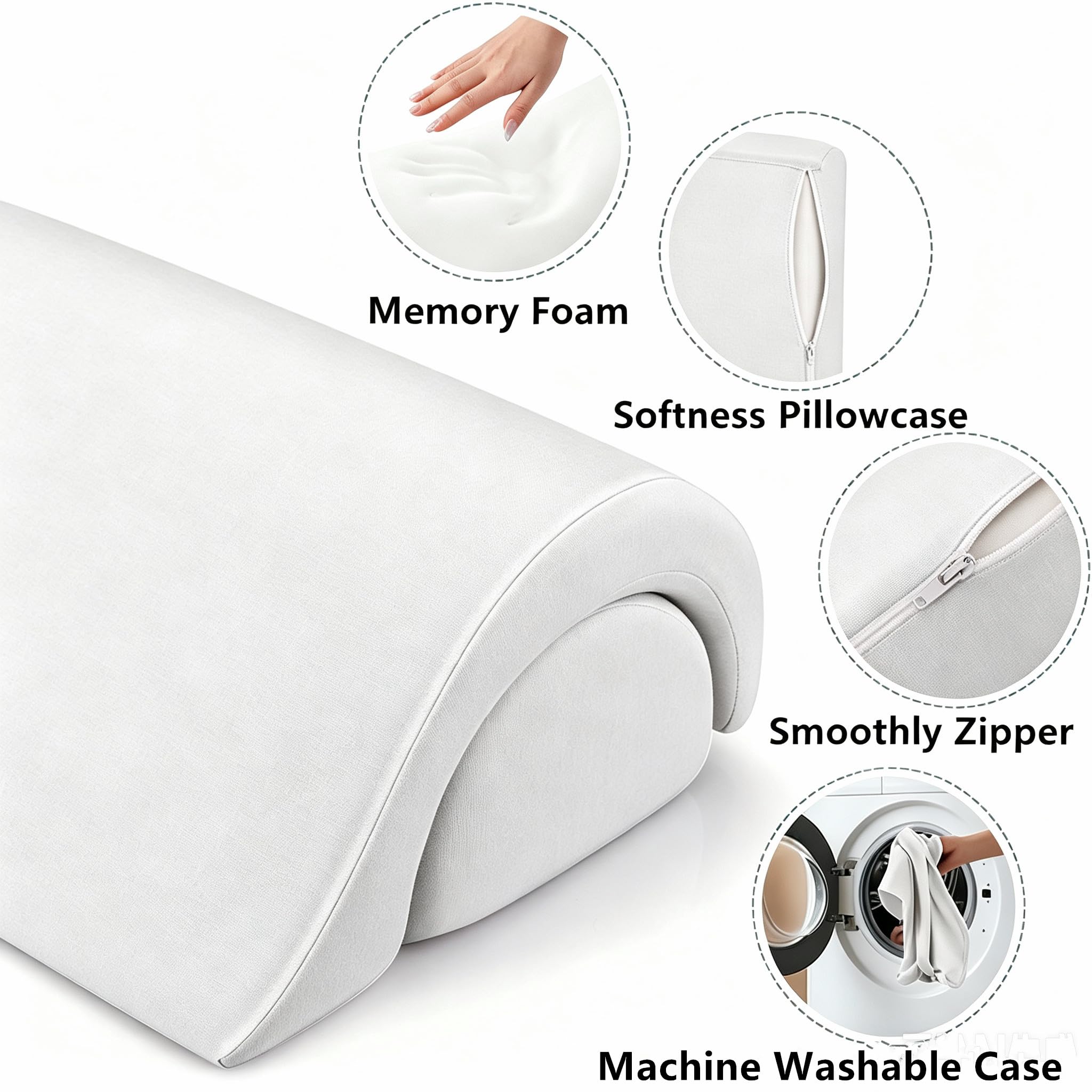 Almohada para piernas de media luna, cojín de rodilla semicircular para piernas, rodillas, espalda baja y cabeza, almohada lumbar de espuma viscoelástica para dormir en la cama, almohada