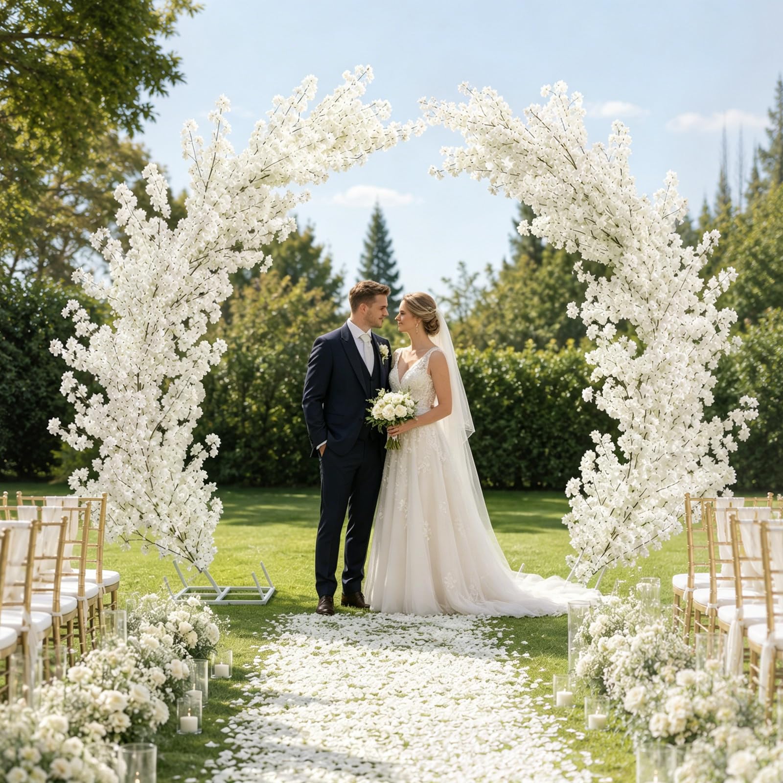 AUTUMFLATGAO Balloon Half Arch Stand, 2 PCS Metal 7.2 Ft Open Arch Backdrop Stand, White Arch Frame for Wedding Ceremony, Flower Decor, Banquet and Photo Booth