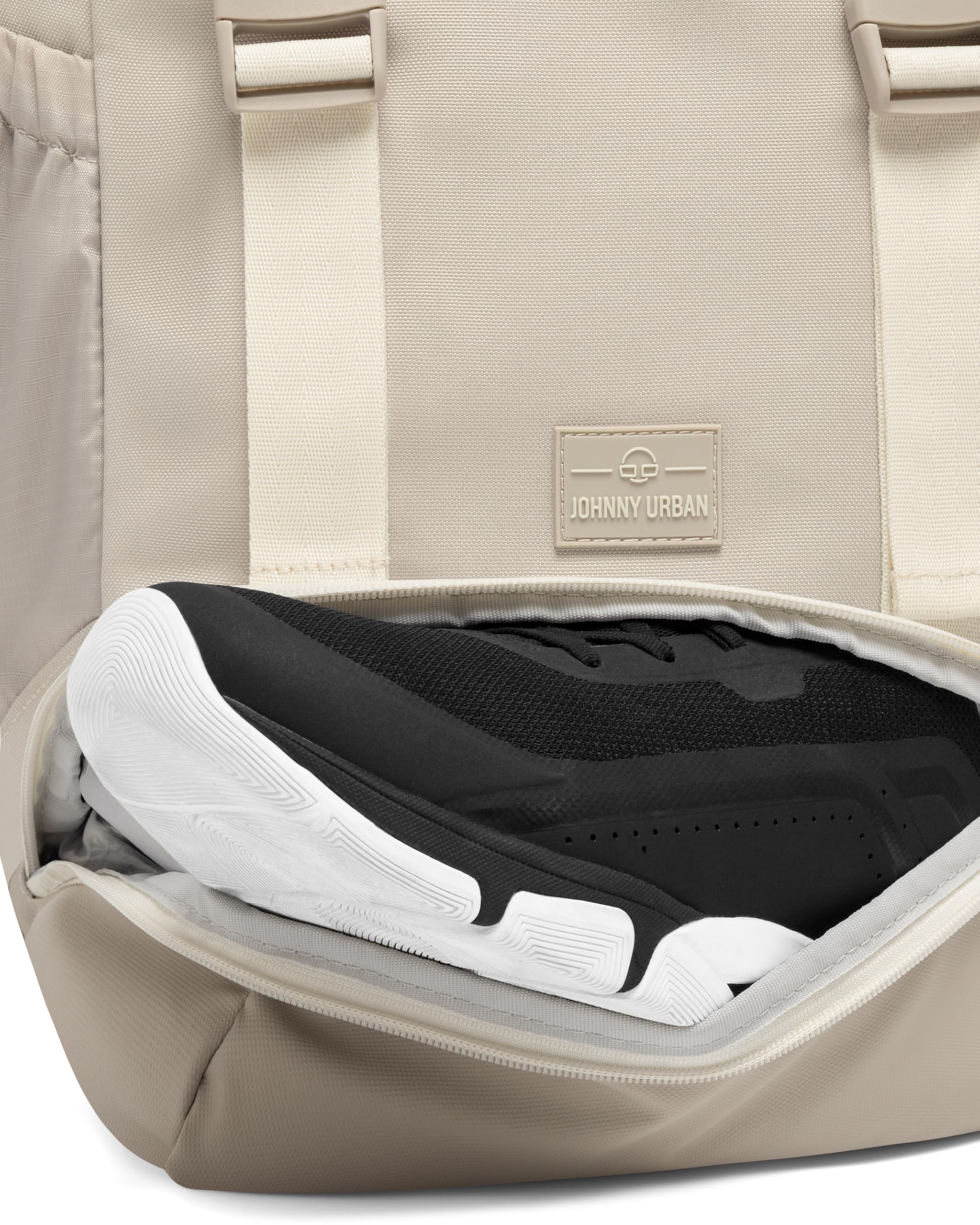 Johnny Urban Mochila Mujeres y Hombres Beige - Nico - Daypack con Compartimento para Portátil de 16 Pulgadas - Mochila de 17 Litros para Trabajo, Escuela, Universidad, Viajes - Repelente al Agua