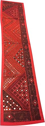 Mogul Boho Table Runner Red Sequin Embroidered Mogul Wall Hanging