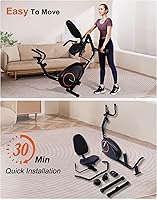 Vista 5 de Recumbent Exercise Bike for Seniors - 400LB Weight Capacity Recumbent Bikes with Comfortable Seat, Pulse Sensor, 16-level Resistance, LCD Monitor