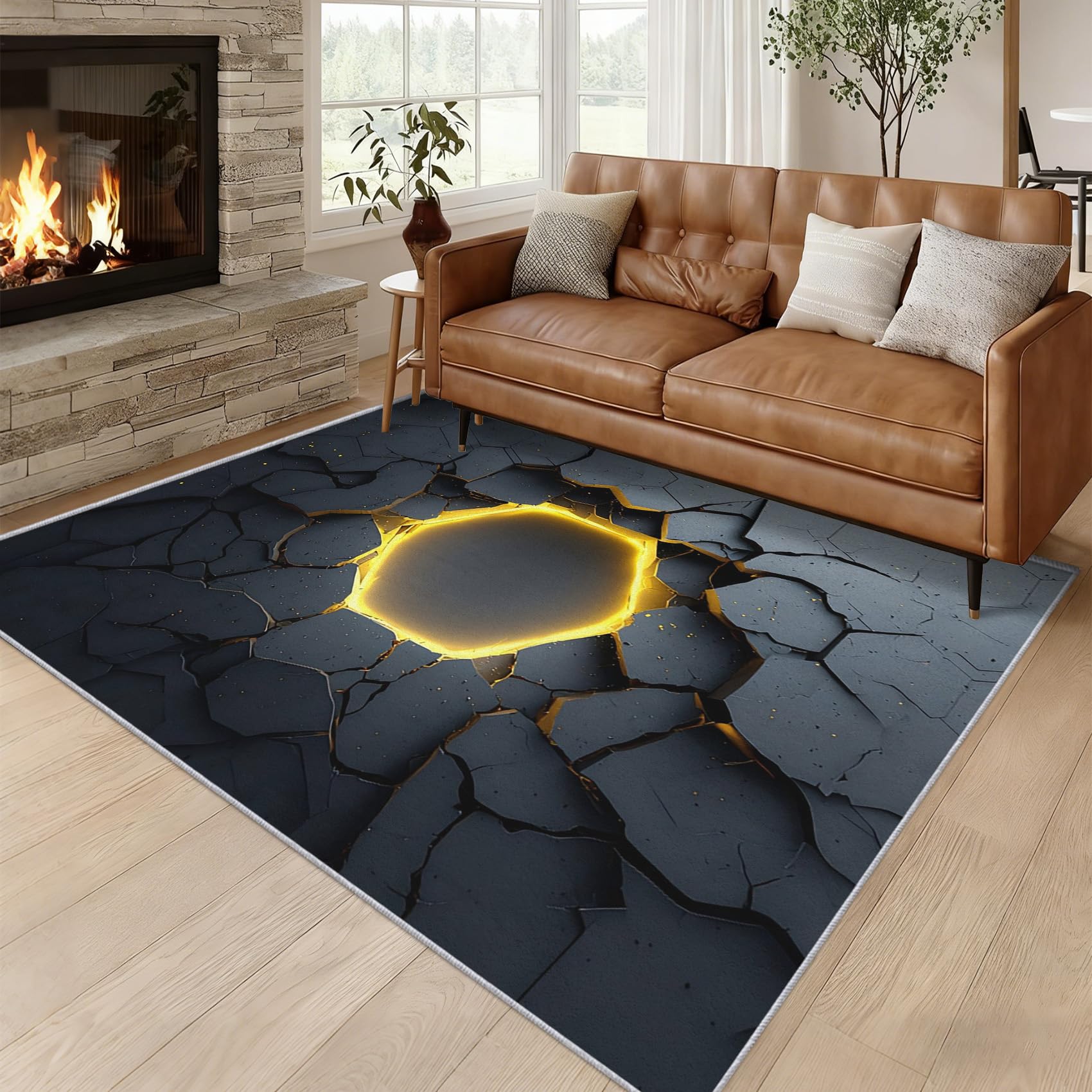 Generisch Teppich Wohnzimmer 3D Wabenmuster, Teppich Optische Täuschung für Schlafzimmer 120x160 cm, Weicher Waschbarer Antirutsch Kurzflor Dekoration Carpet P-&102