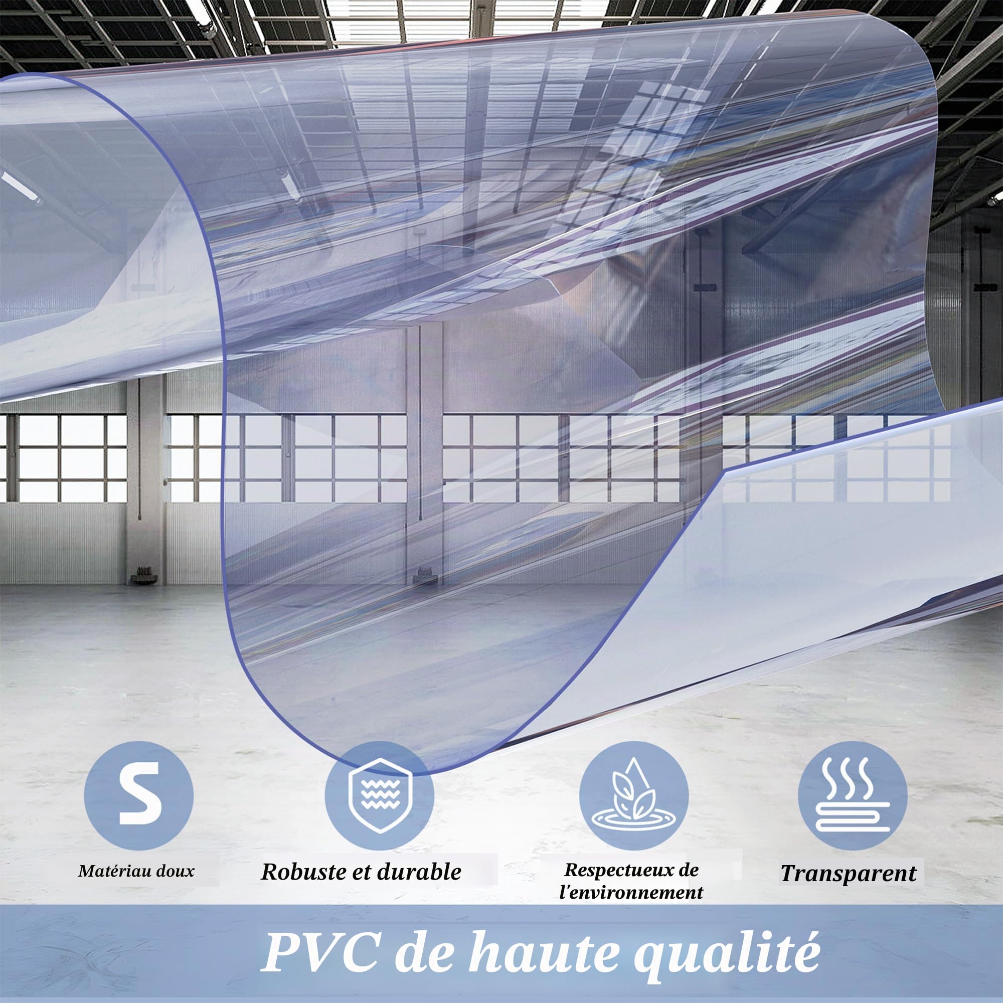 bimiti Lot de lamelles en PVC - 105 x 200 cm - Transparent - Coupe-vent - Imperméable - Pour chambre, magasin, supermarché, réfrigérateur