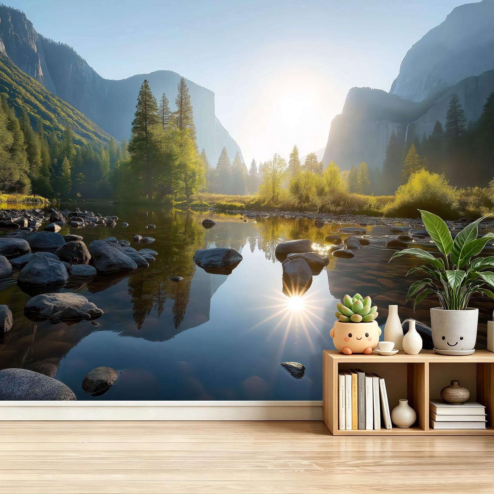 Papier peint intissé bleu grand paysage naturel 250x175 cm