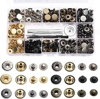 120 Sets Leather Snap Fasteners Kit, LYNDA 6 Colors Metal Button Snaps Press Studs with 4 Installation Tools,Used in Leather Craft, DIY Craft, Overalls, Jacket, Jeans, Clothes,Bracelets, Bags.