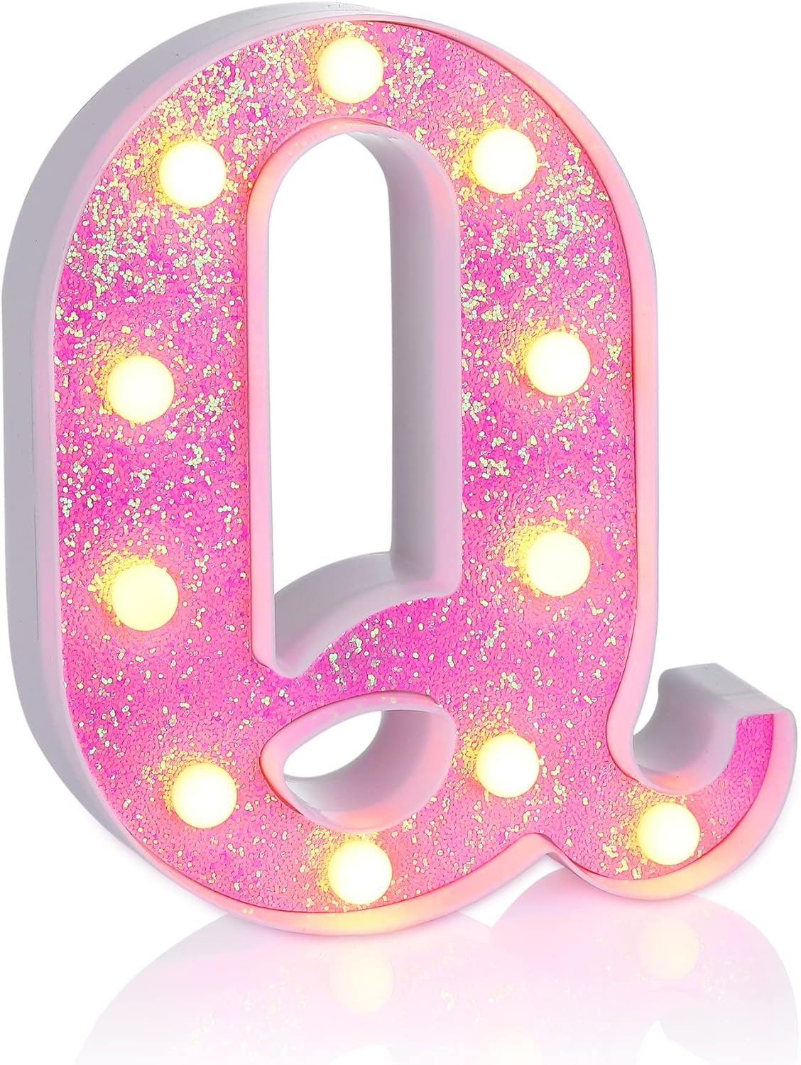 Foaky LED Letter Lights Sign Light Up Pink Letters Glitter Alphabet