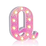 Foaky Pink Light up LettersPink Party Decorations,Girls Room Decor,Glitter Light Up Letters,Alphabet Letter Sign for Night Light Birthday Party Girls Gifts, Home Bar DecorationQ