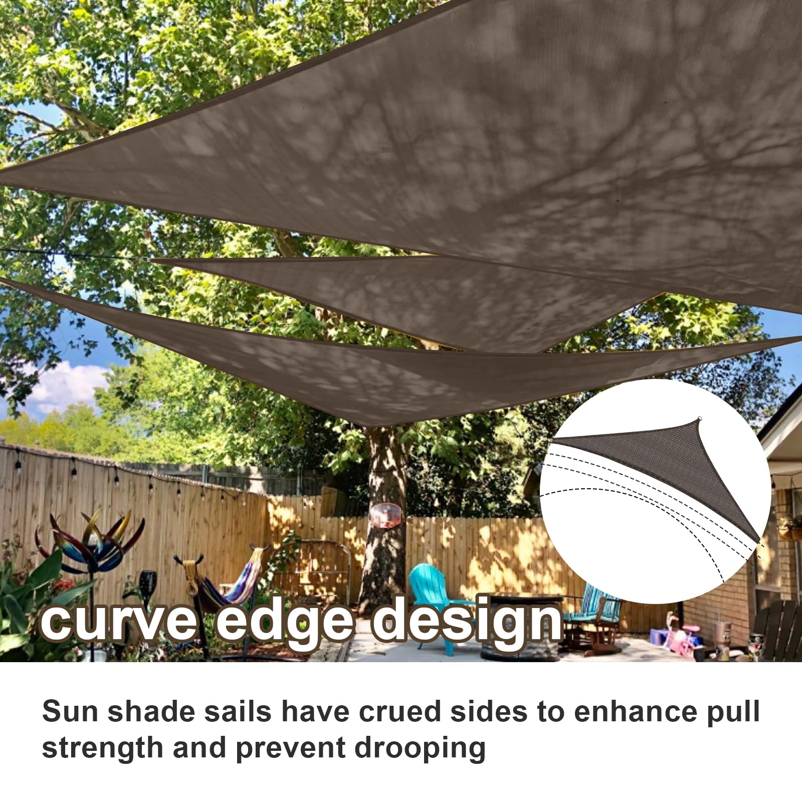 Snapklik.com : Sun Shade Sail,16x16x16 Brown Triangle Canopy Shades For ...
