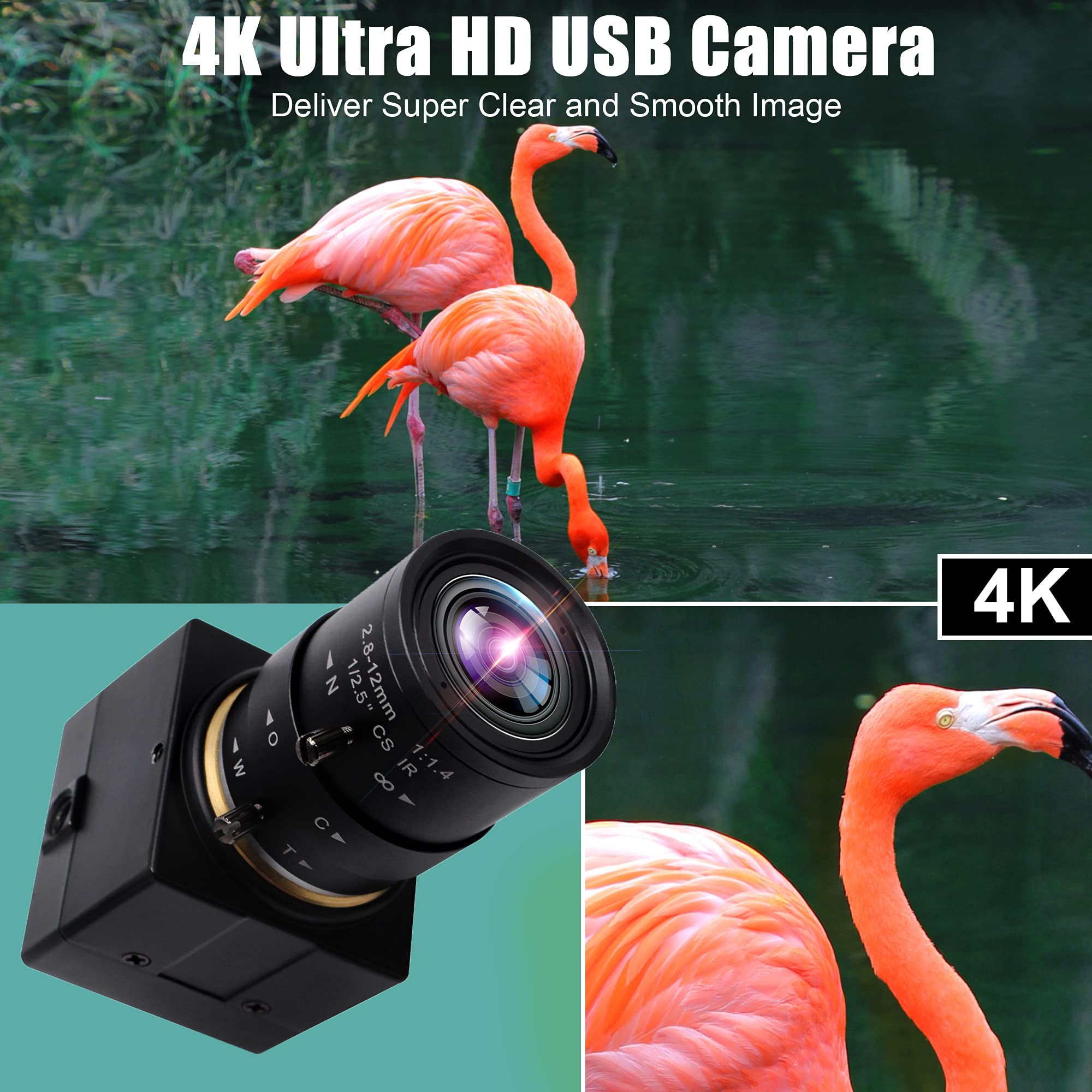 Webcam 4K USB 2.8-12mm Zoom Manual Focus - Dettaglio
