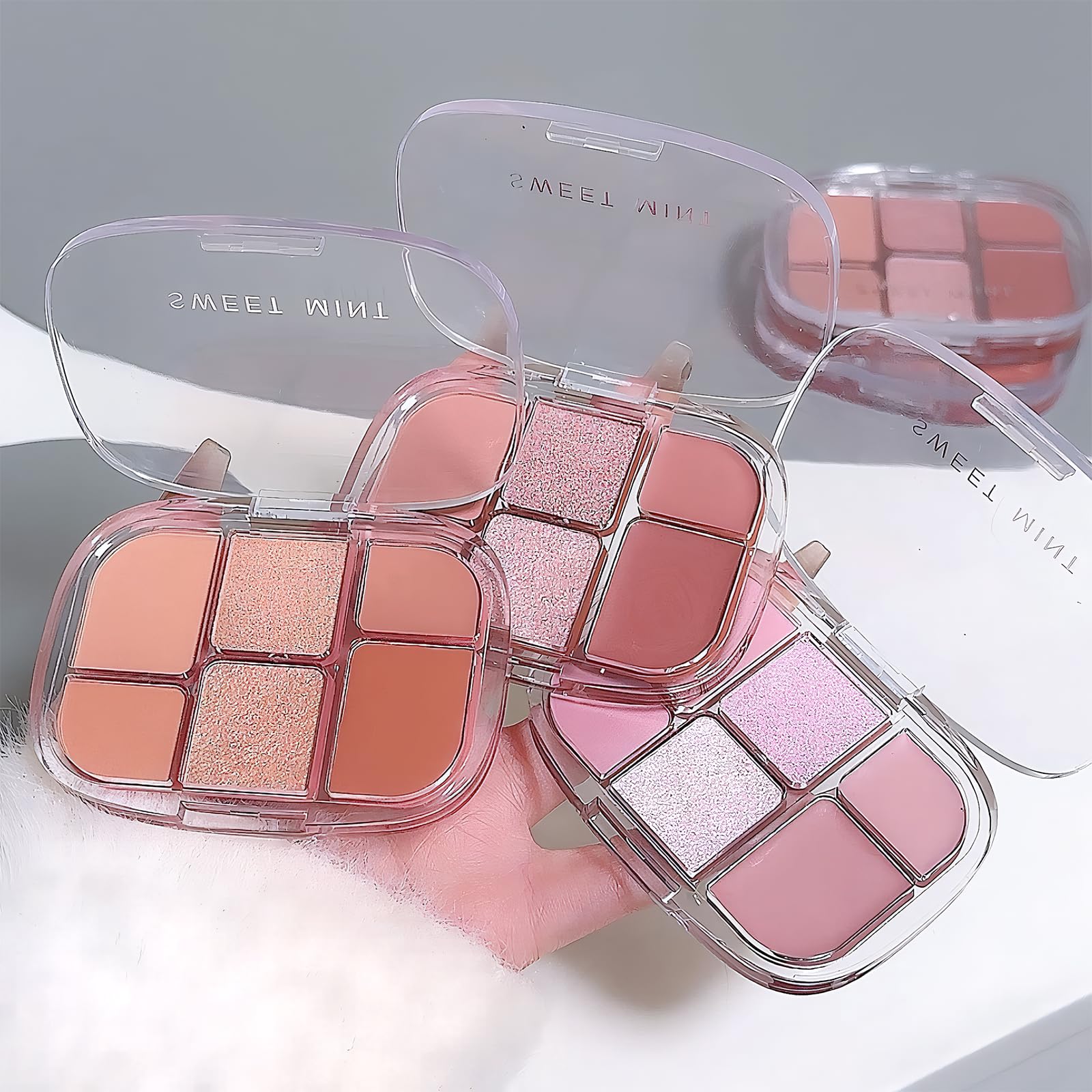 Palette de Fards À Paupières Rose 6 Couleurs, Teintes Pailletées et Mattes Hautement Pigmentées, Paupières Palette Maquillage Yeux Mat Pigmentées, Mini Maquillage pour Looks Quotidiens Eyes (03)