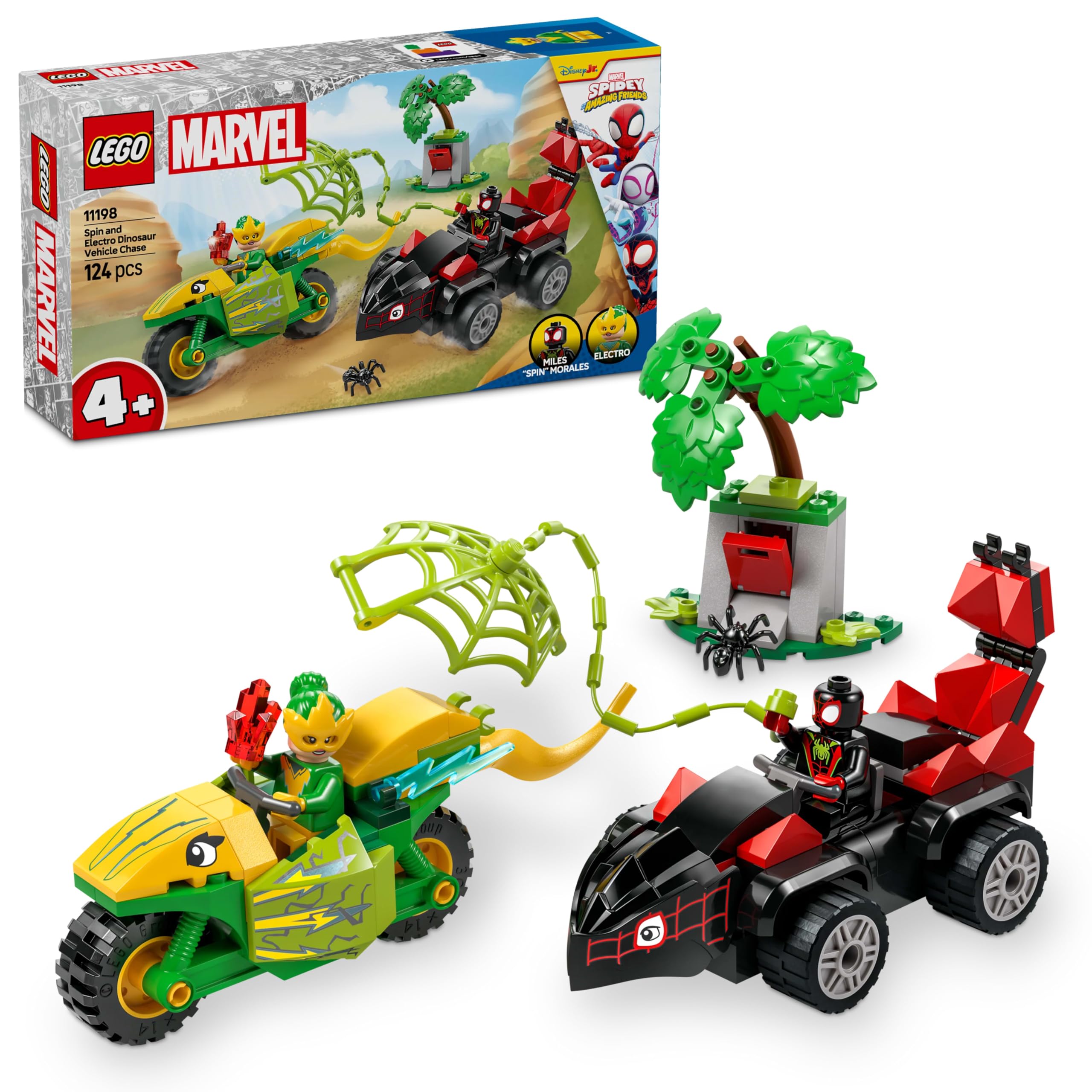 LEGO Marvel Spidey and His Amazing Friends Spin and Electro Dinosaur Vehicle Chase 11198 Building Blocks Toys for 4+ Gift for Boys and Girls-image-48