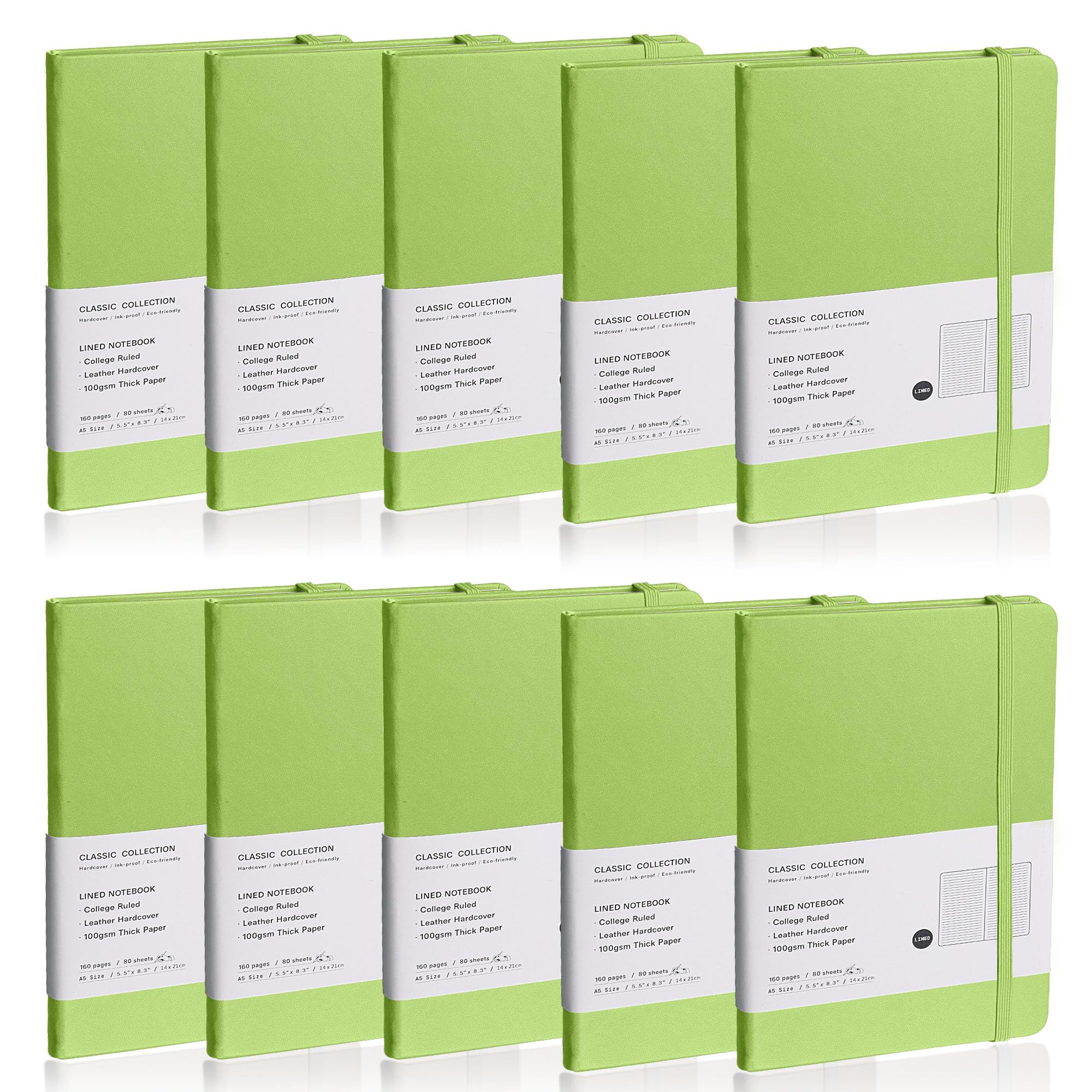 EMOMAS Lined Journal Notebook, 10Pack Hardcover Notebook for Men & Women – Journals for Writing, Work, School, Home & Daily Notes, 160 Pages – Medium