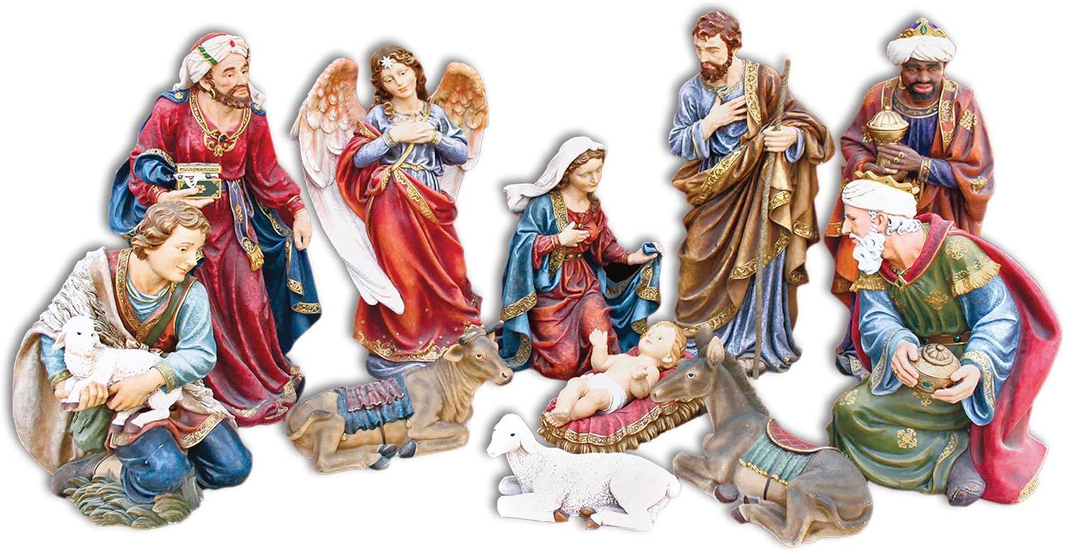 11 Figure Holy Family Nativity Set 8in Tall