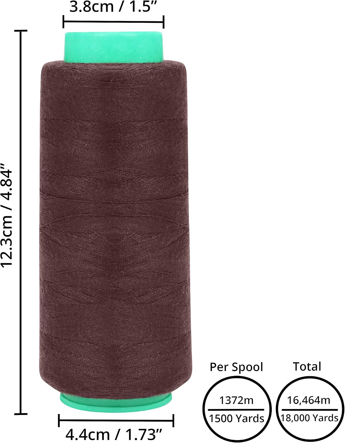 Large Overlocking Thread/Polyester Thread Yarn - 12 Pcs /18,000 Yards Sewing Machine Thread - Embroidery Threads in Assorted Colors for Sewing, Cross Stitch