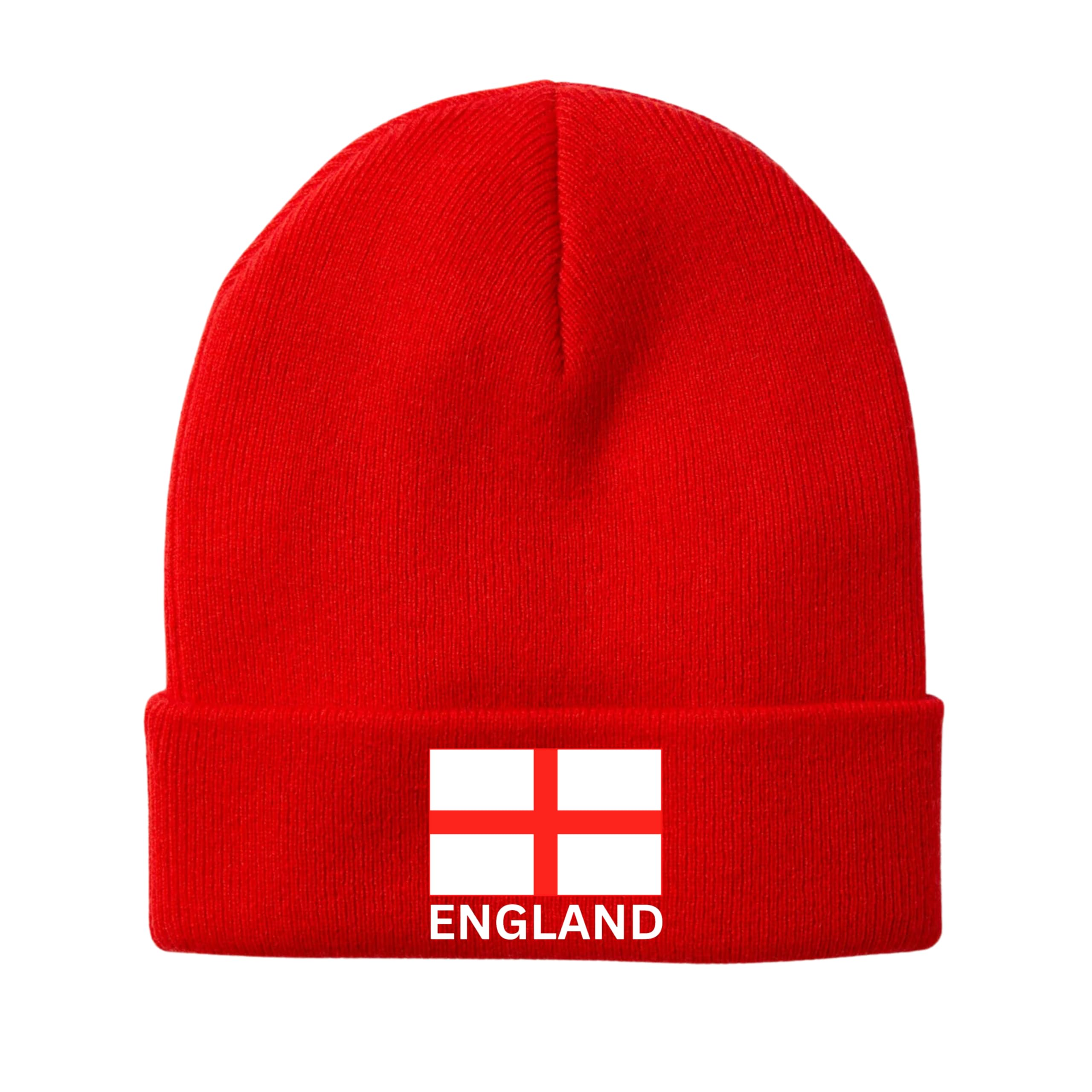 Fidra Fashion Accessories Red Fidra England Beanie Hat Embroide St Georges Cross Logo.