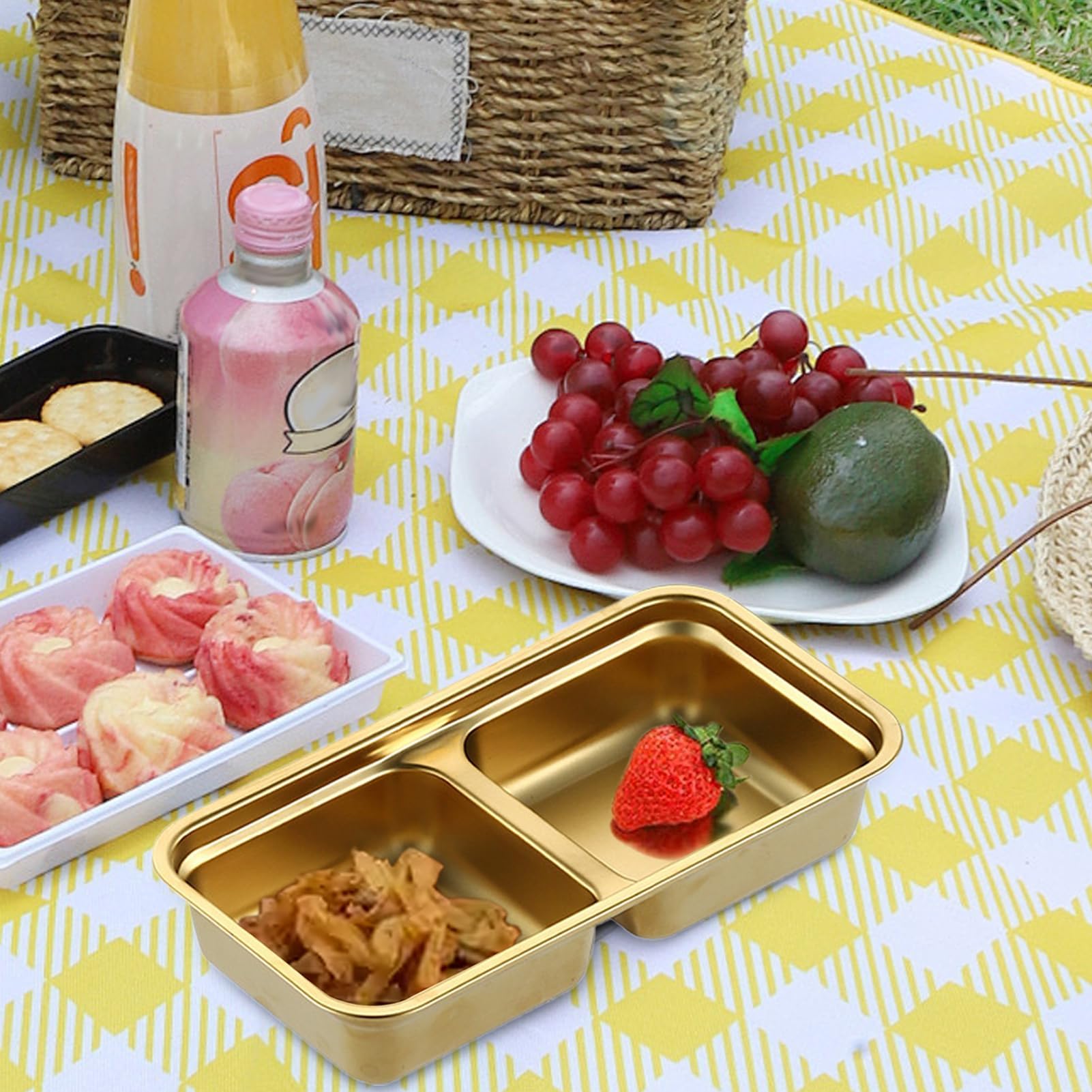 Fiambrera de Acero Inoxidable, Recipiente para almacenar Alimentos con Tapa, Estuche metálico Resistente a Fugas para Preparar Comidas.
