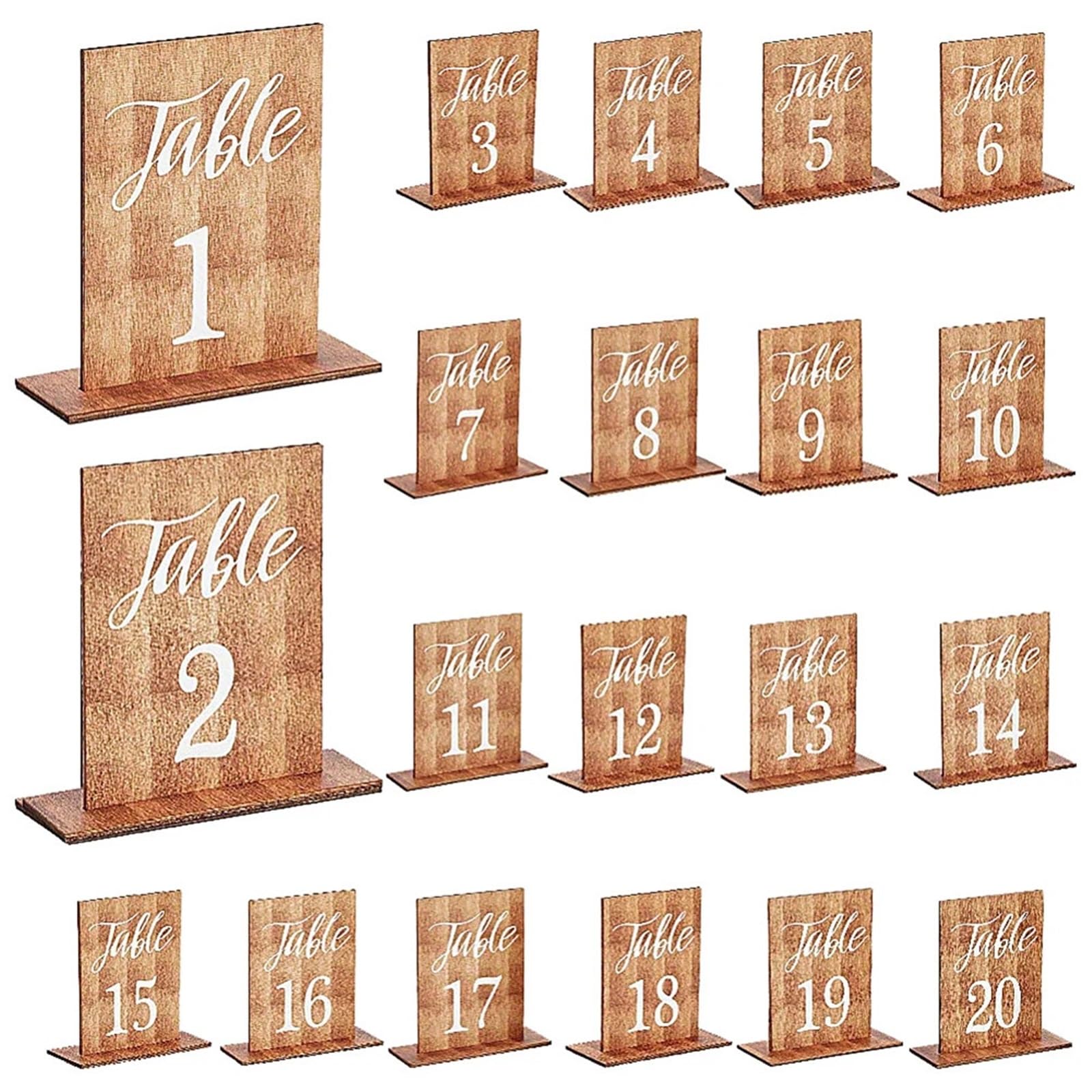 WSQHAO 20PCS Wedding Table Numbers 1-20 With Wooden Base Wood Tables Number Signs Centerpieces For Banquet Restaurant Party Decor for Restaurant