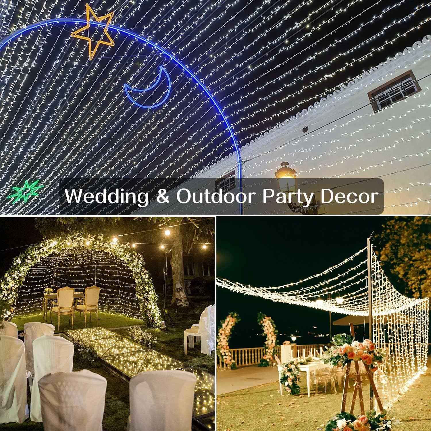 Christmas Lights Outdoor, 800LED 330FT Warm White String Lights, 8 Mode Plug in Waterproof Decor Twinkle Lights for Bedroom Xmas Thanksgiving Wedding Party Garden Yard Tree Decoration