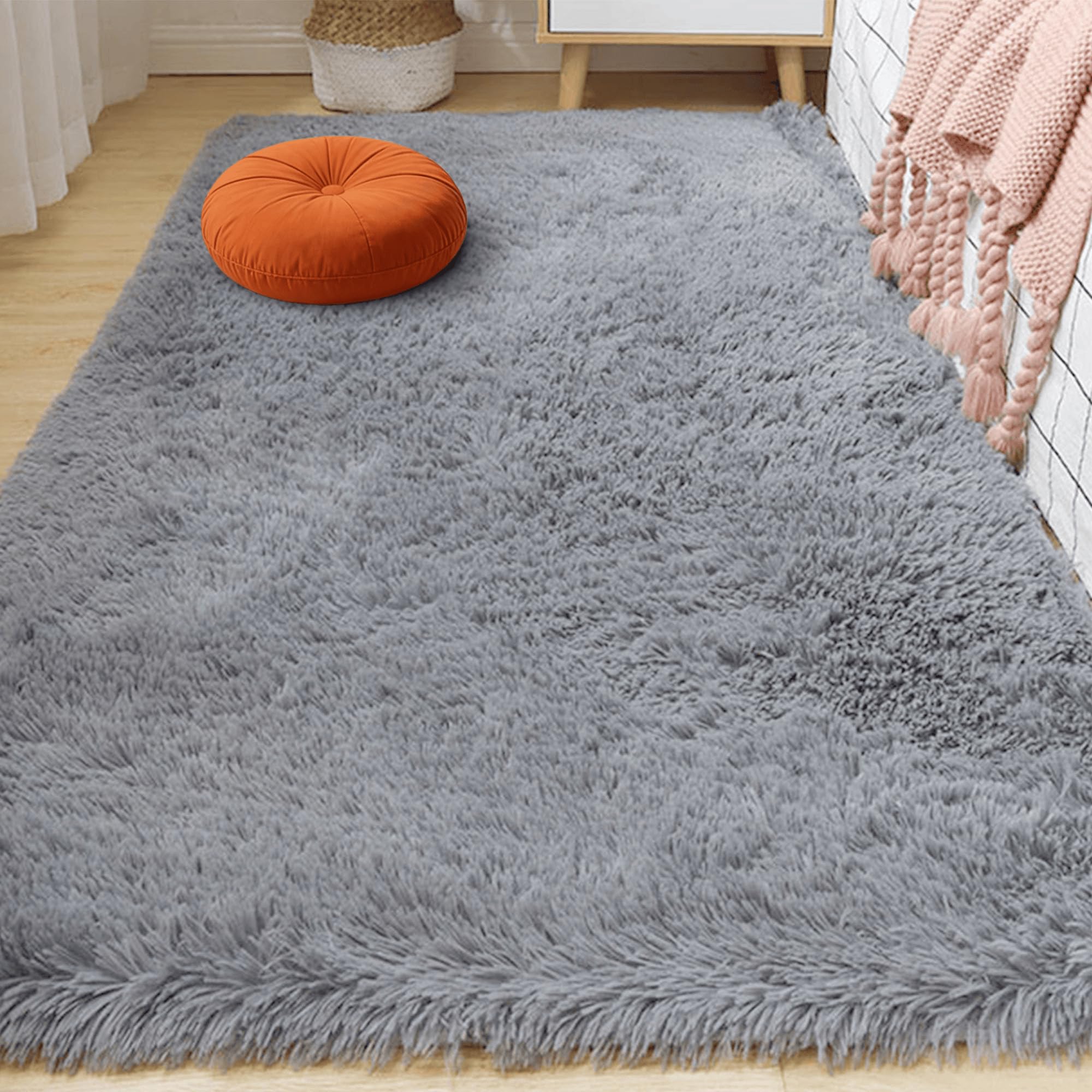 Tapis de salon 240 x 310 cm doux moelleux tapis chambre shaggy gris clair