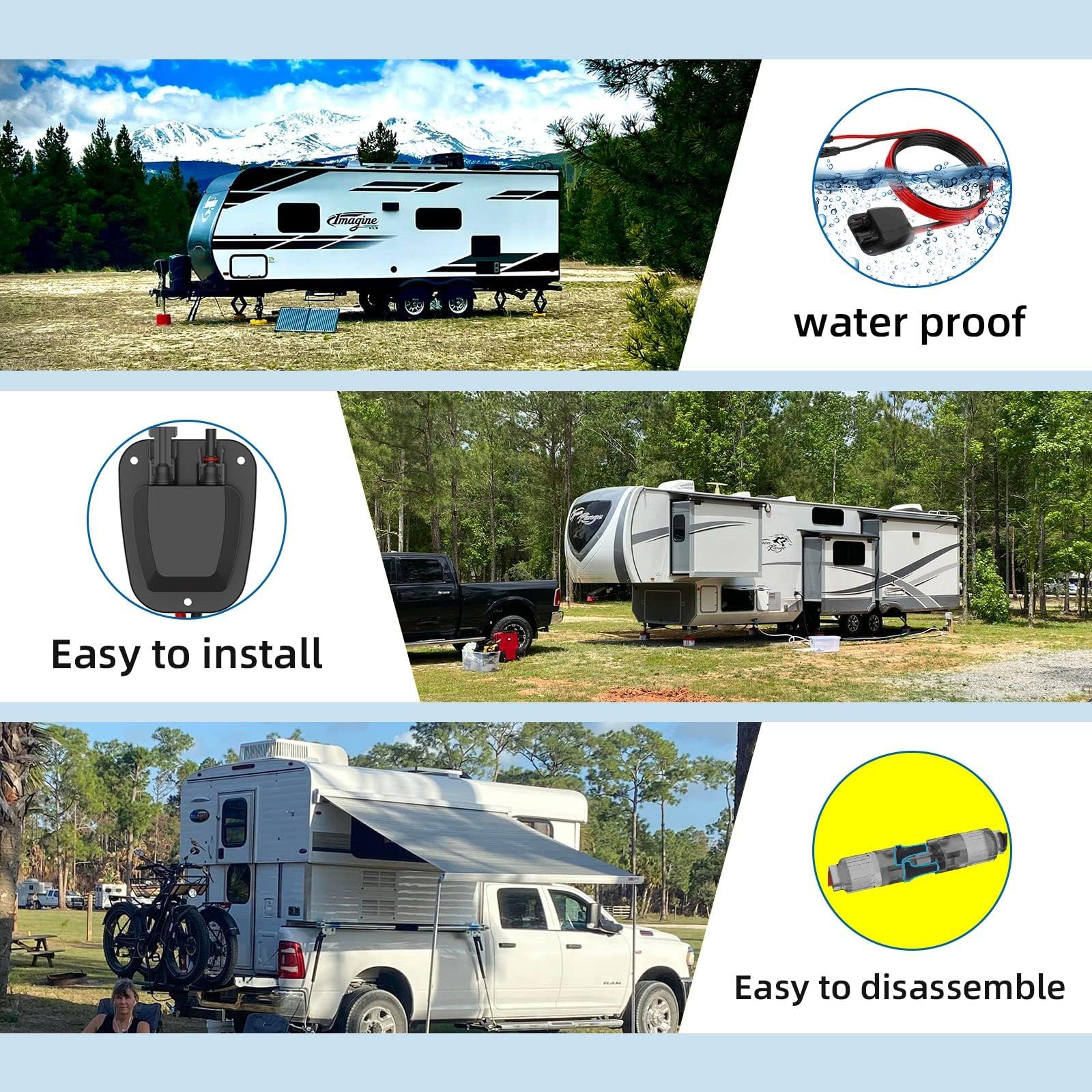 Cavo di prolunga per pannello solare a doppio ingresso per pannello solare installato - Cavo per pannello solare da 10 AWG, 6 m, con connettori solari per camper, camper, camper e progetti solari,