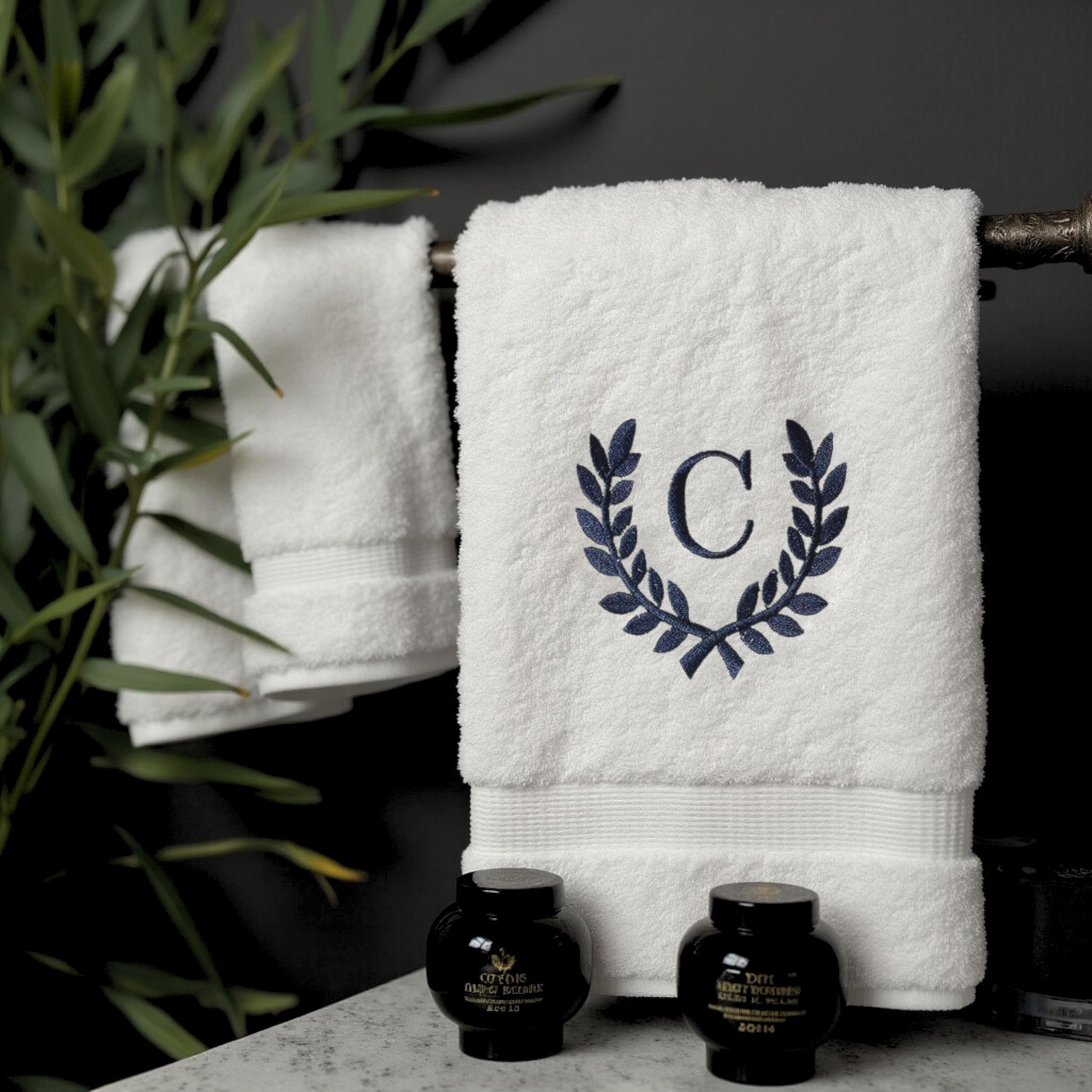 Toallas de mano Monogrammed para baño y cocina | regalo personalizado para bodas y novias | Toalla turca de lujo personalizada | Colección Spa, gran tamaño, 16 x 30 pulgadas, juego de 2