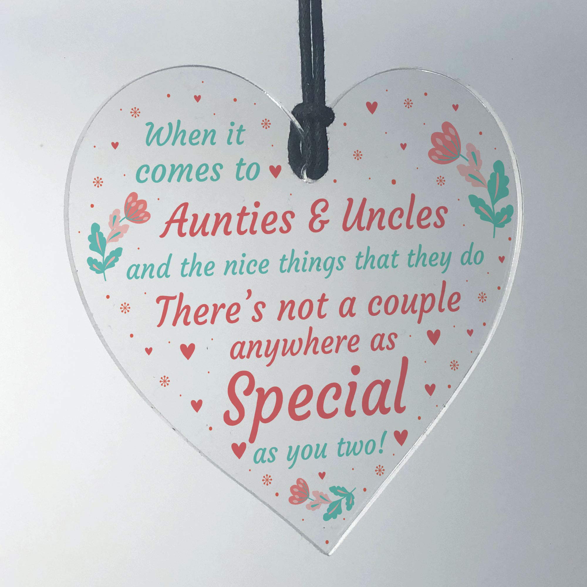 Red Ocean Novelty For Auntie And Uncle Acrylic Heart Gift From Niece Nephew Keepsake