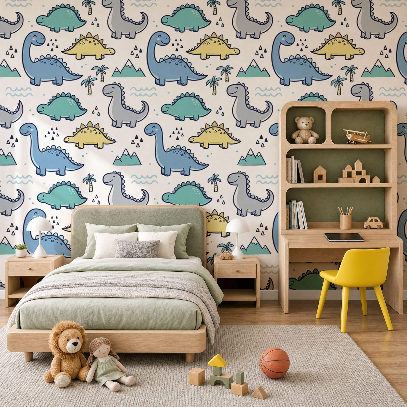 Papier peint panoramique dinosaure pour chambre d'enfant poster géant 200x140 cm