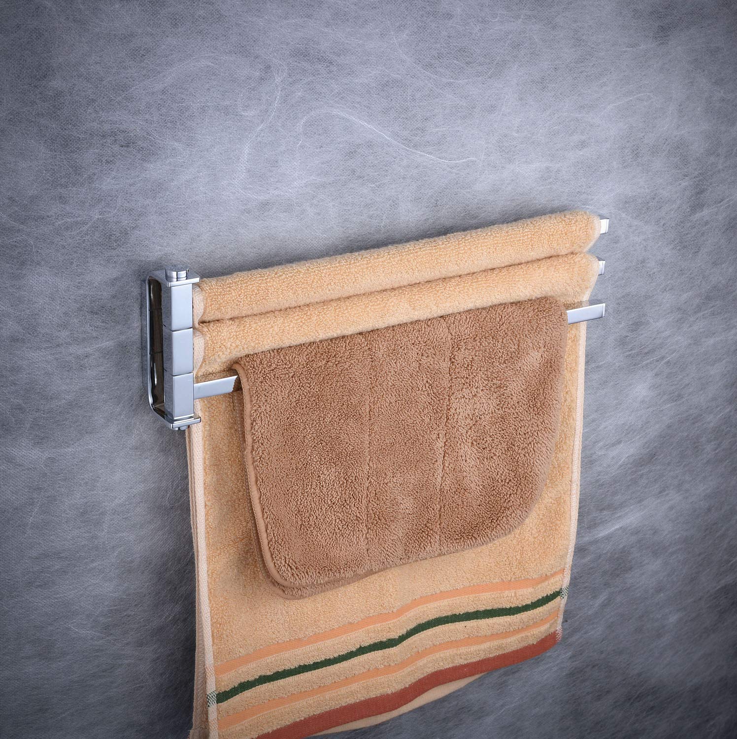 Beelee BA1203 - Portasciugamani girevole a 3 barre per cucina/bagno, ottone, cromato lucido