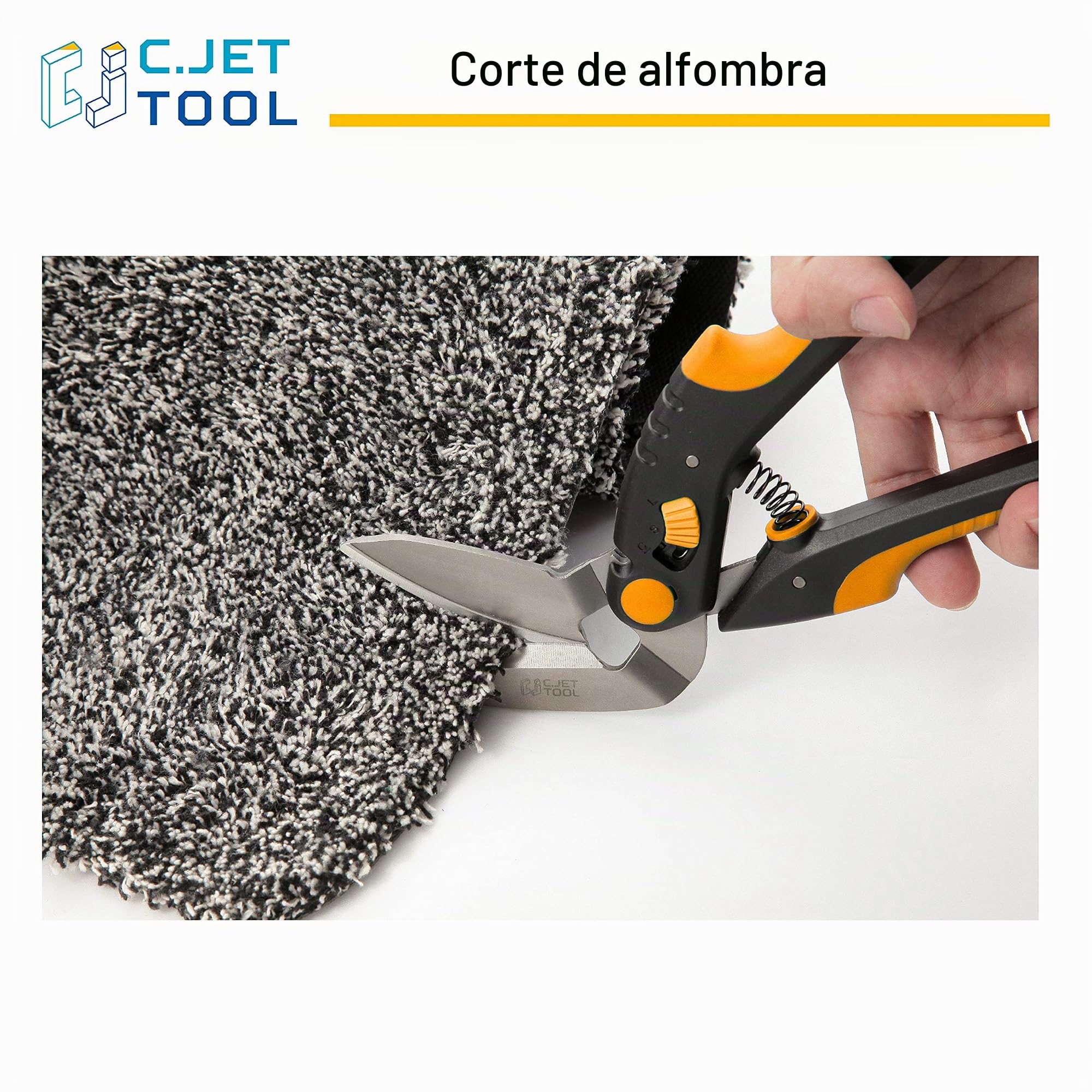 C.JET TOOL Tijeras de Trabajo 25cm, Cortador de Alfombras, Multiusos, Tijeras para Alfombras, Cartón, Cuero, Poda, Jardinería, Profesional de Agarre de Acero Inoxidable (Naranjo)