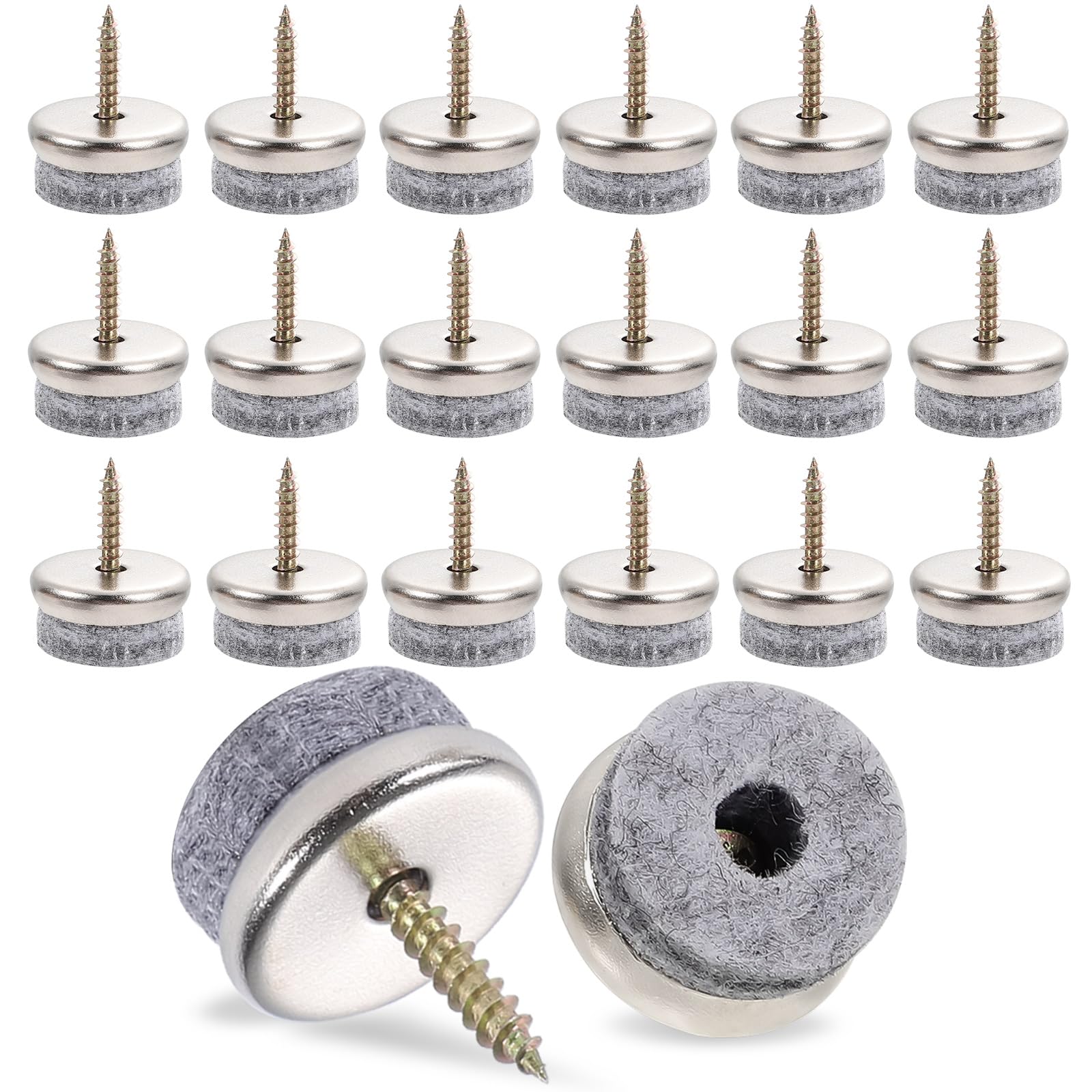 100 Stück Filzgleiter Schrauben, 24mm Filzgleiter Nagel Möbelgleiter Filz Stuhlgleiter Bodenschutz für Möbel Stühle Laminat Parkett Fliesen (Grau)