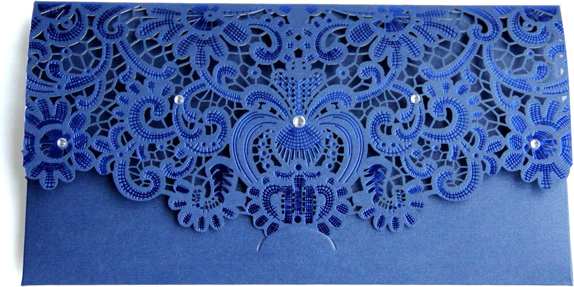 Laser Cut Gift Money Voucher Token Wallet Cards and Envelopes for Wedding Birthday Christmas New Home New Born (Blue)
