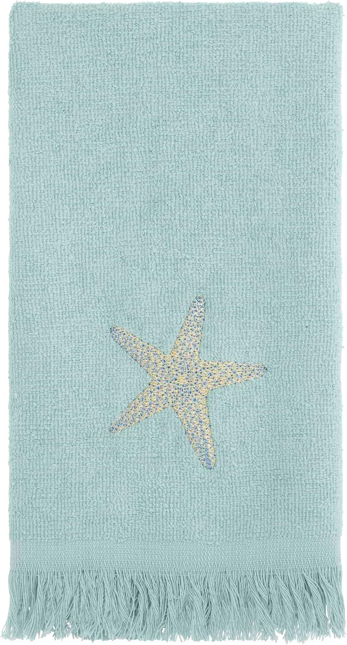 Fingertip Towel, Soft & Absorbent Cotton Towel, Coastal Inspired Bathroom Accessories (By the Sea Collection, Mineral)