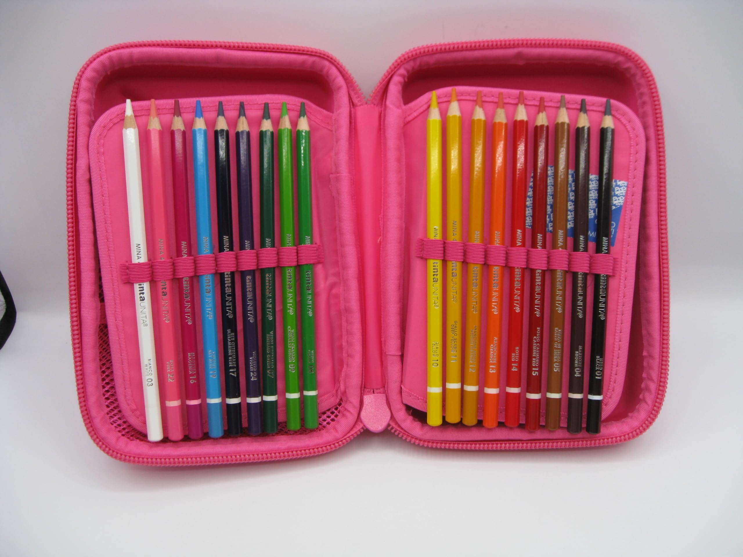 Trousse de couleur Untia ONE TIME complète à 3 compartiments 1 zip - New 2025/2026, fuchsia, Trousse scolaire