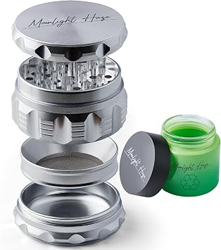 Moonlight Haze Premium 63mm Aluminium 4 Piece Metal Grinder & Jar