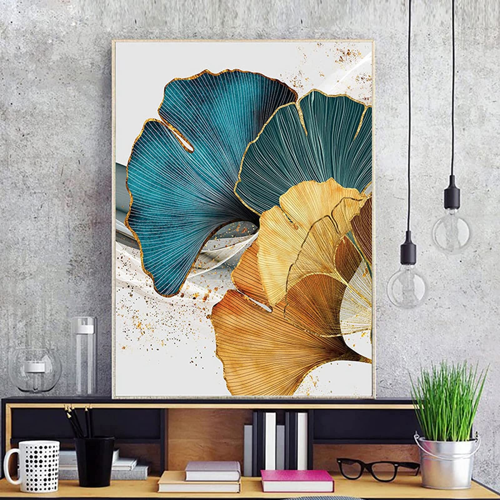 HTWLMM - Tableau Botanique Vert Plantes Feuilles - Déco Murale Toile 3x30x40cm Sans Cadre
