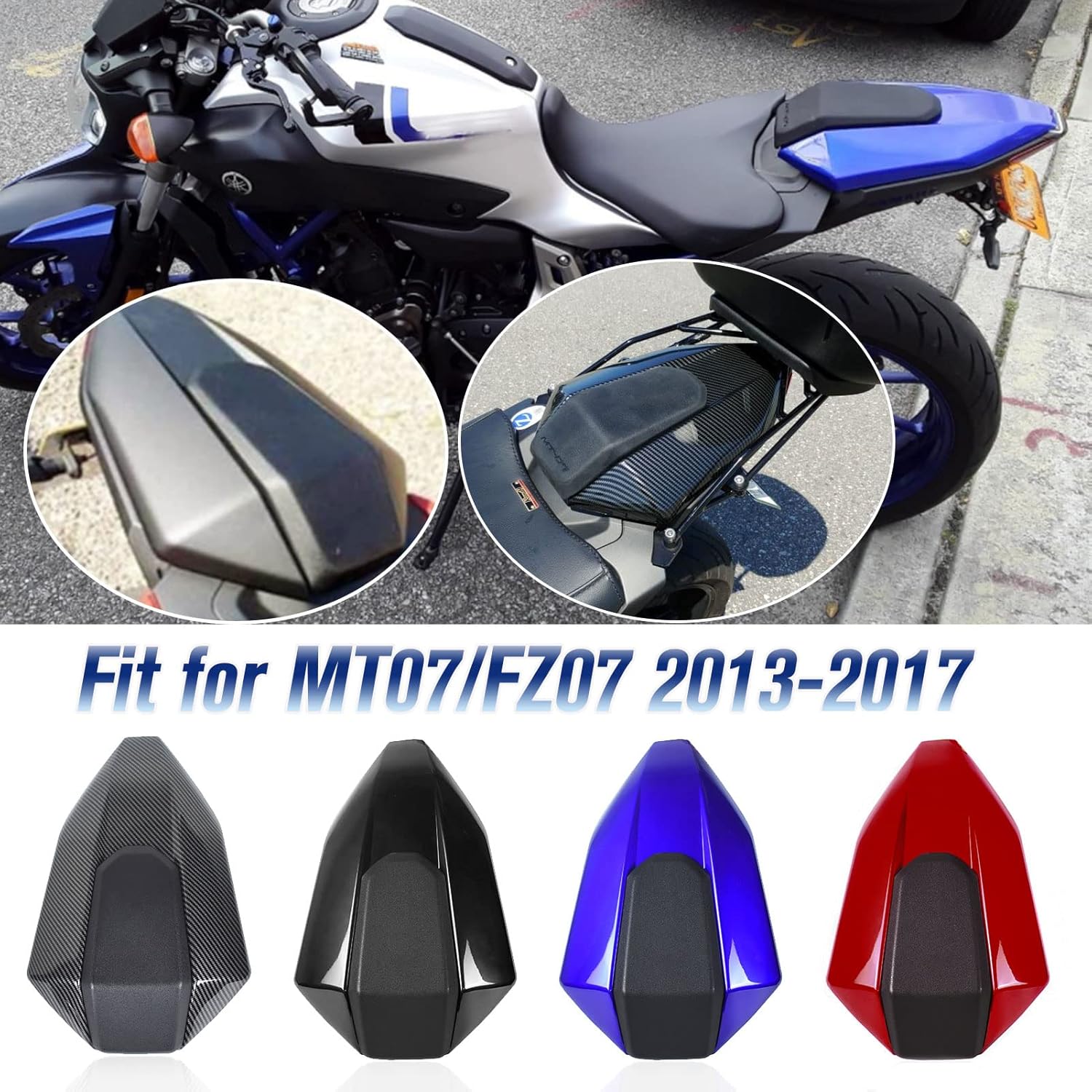 Rear Seat Cowl Passenger Cover Pillion Compatible with Ya-ma-ha MT-07 FZ-07 MT07 FZ07 MT 07 FZ 07 2013 2014 2015 2016 2017 Tail Fairing Cowl Back Cover (Red)