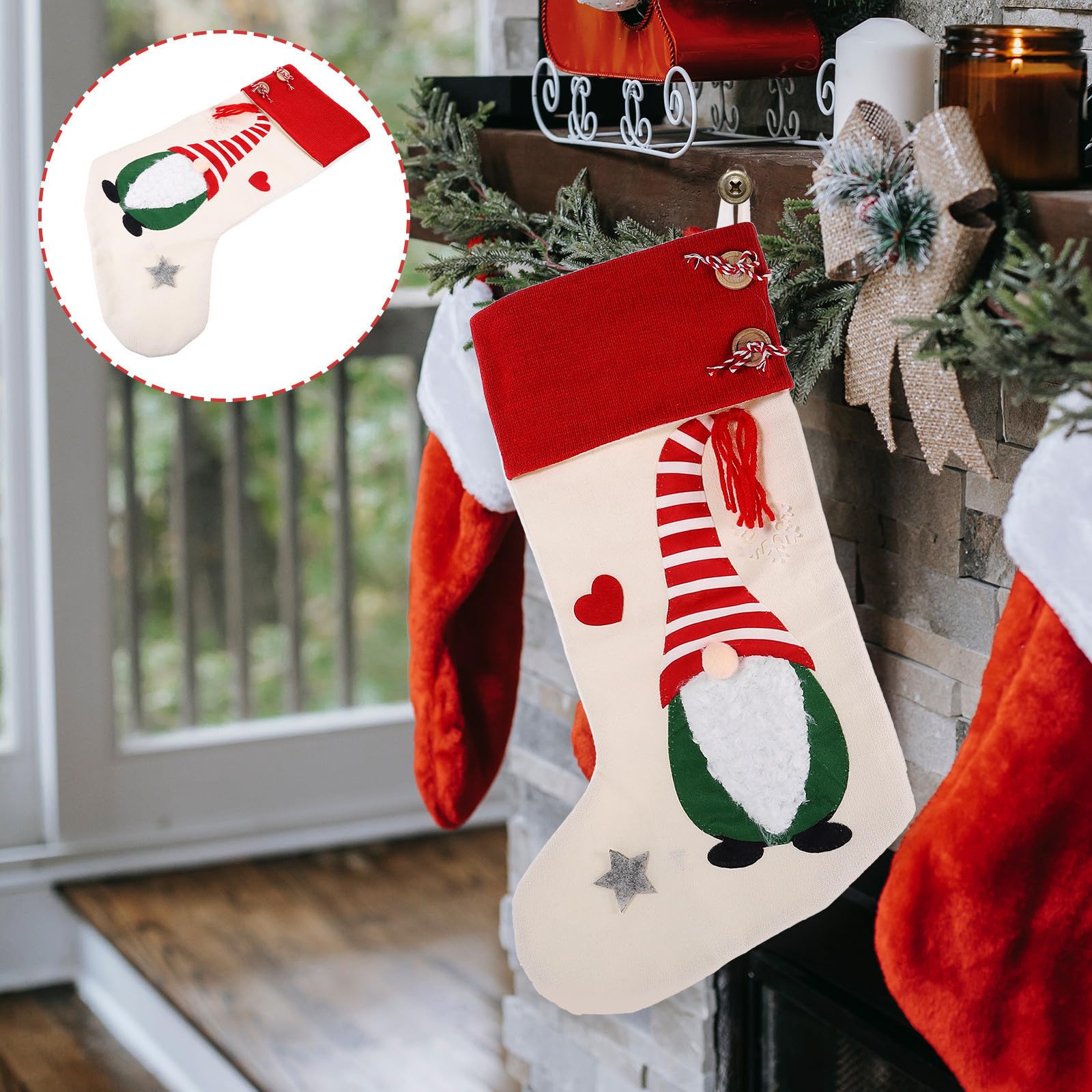 Didiseaon 5 Pezzi Calza Natalizia Decorativa Apertura Ampia per Natale e