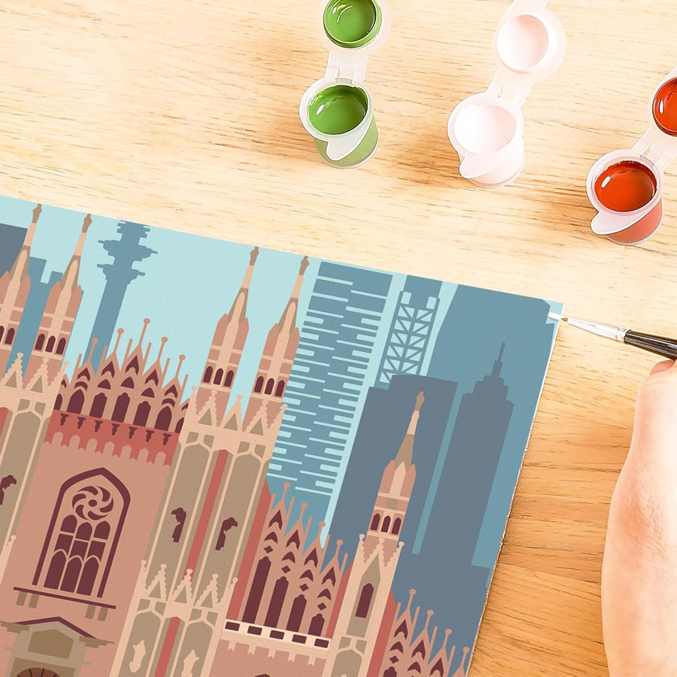Ravensburger - CreArt City, Milano, Dipingere con i Numeri, Kit Pittura, Idea Regalo Donna o Uomo, 14+ Anni, 24x30 cm