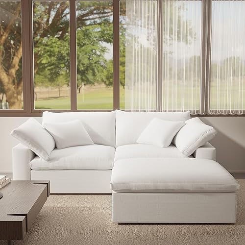 Miniatura 3 de Sofá modular de nube seccional, forma L, 2 plazas con diván, sofás modernos rellenos de plumón, fundas de cojín desmontables para sala de estar,