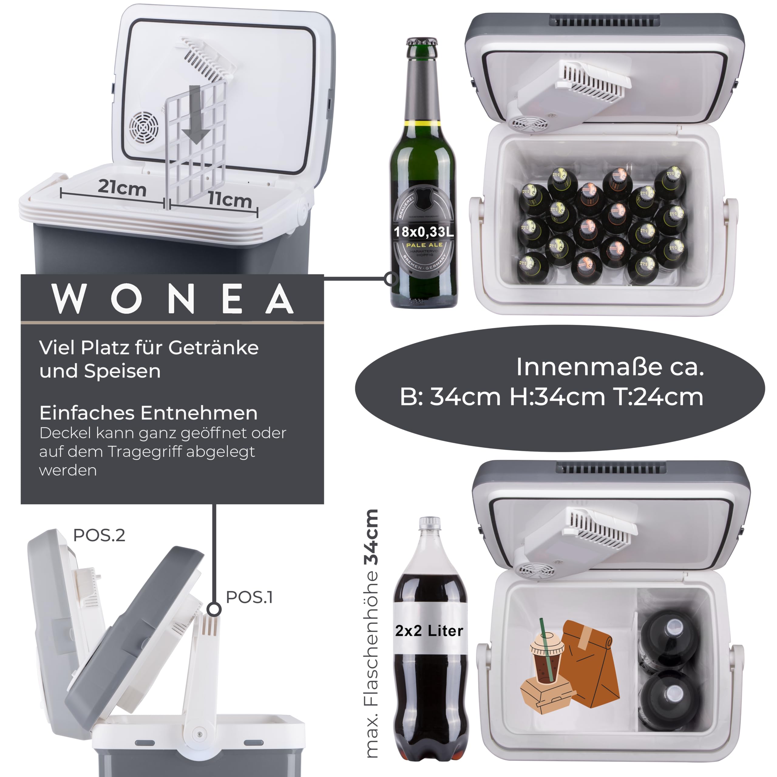 WONEA 32 Liter Thermoelektrische Kühlbox 12V 230V KÜHLEN und WÄRMEN Camping Kühlbox Auto LKW
