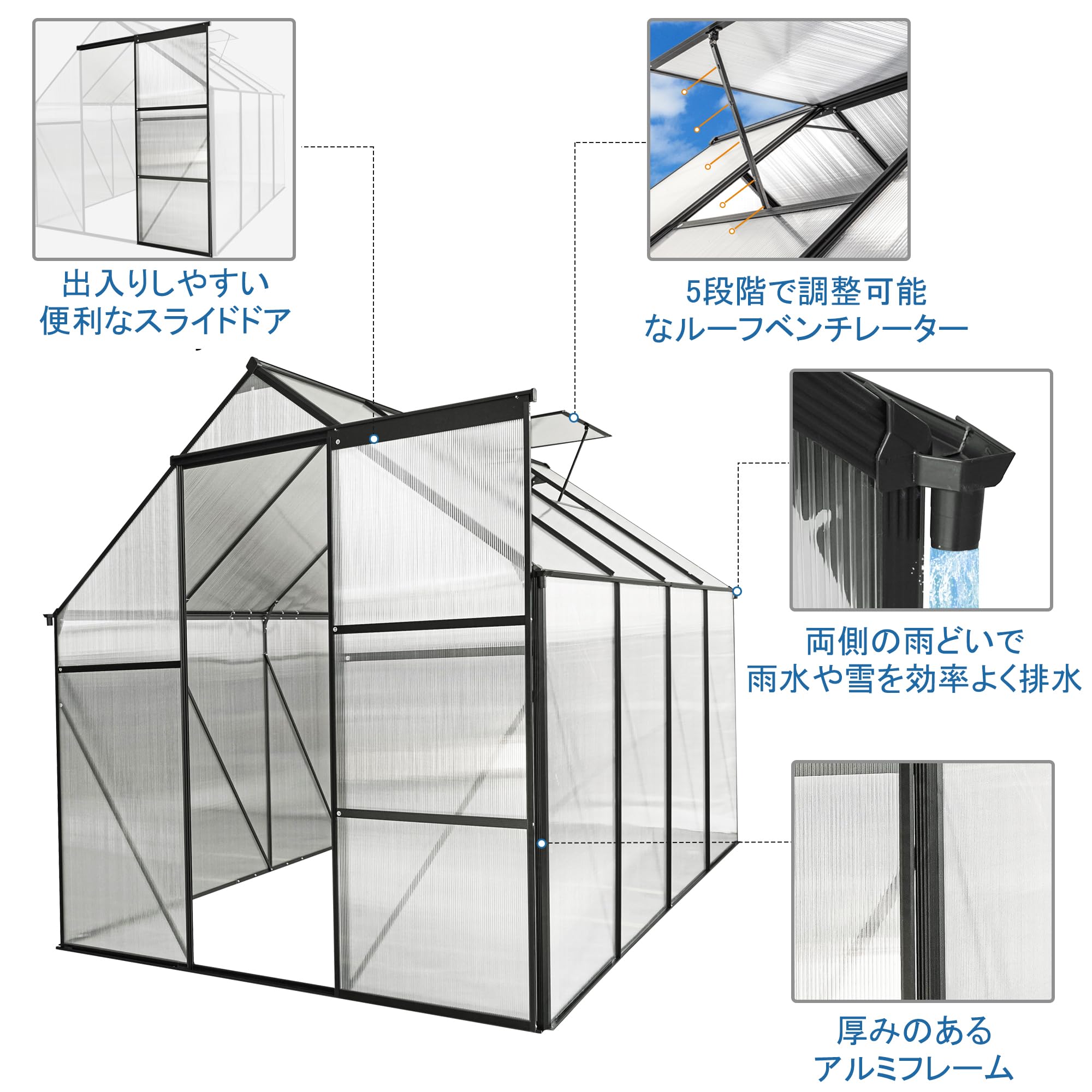 Amazon.co.jp: 温室 保温 大型 温室棚 幅1.9x 奥行き2.5x 高さ2M収納庫